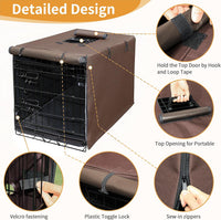 DONORO Dog Crate Cover 24 Inch Waterproof Pet Kennel Cover 600D Heavy - 36.0"L x 23.0"W x 25.0"H / Brown - image 4