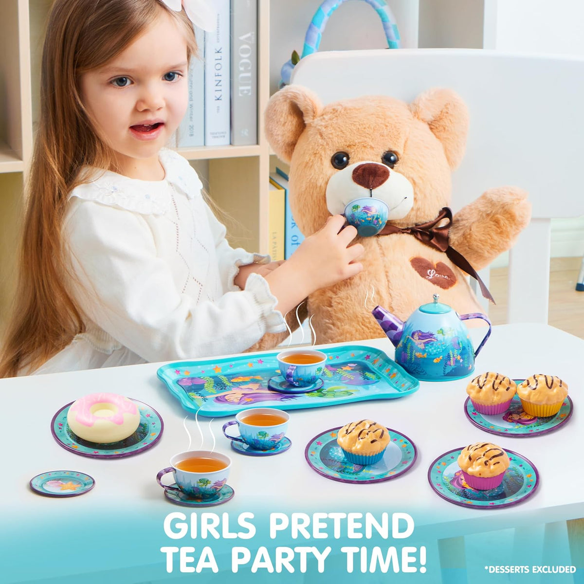 JOYIN Fairy Blossom Tea Party Set for Little Girls - Mermaid - image 4