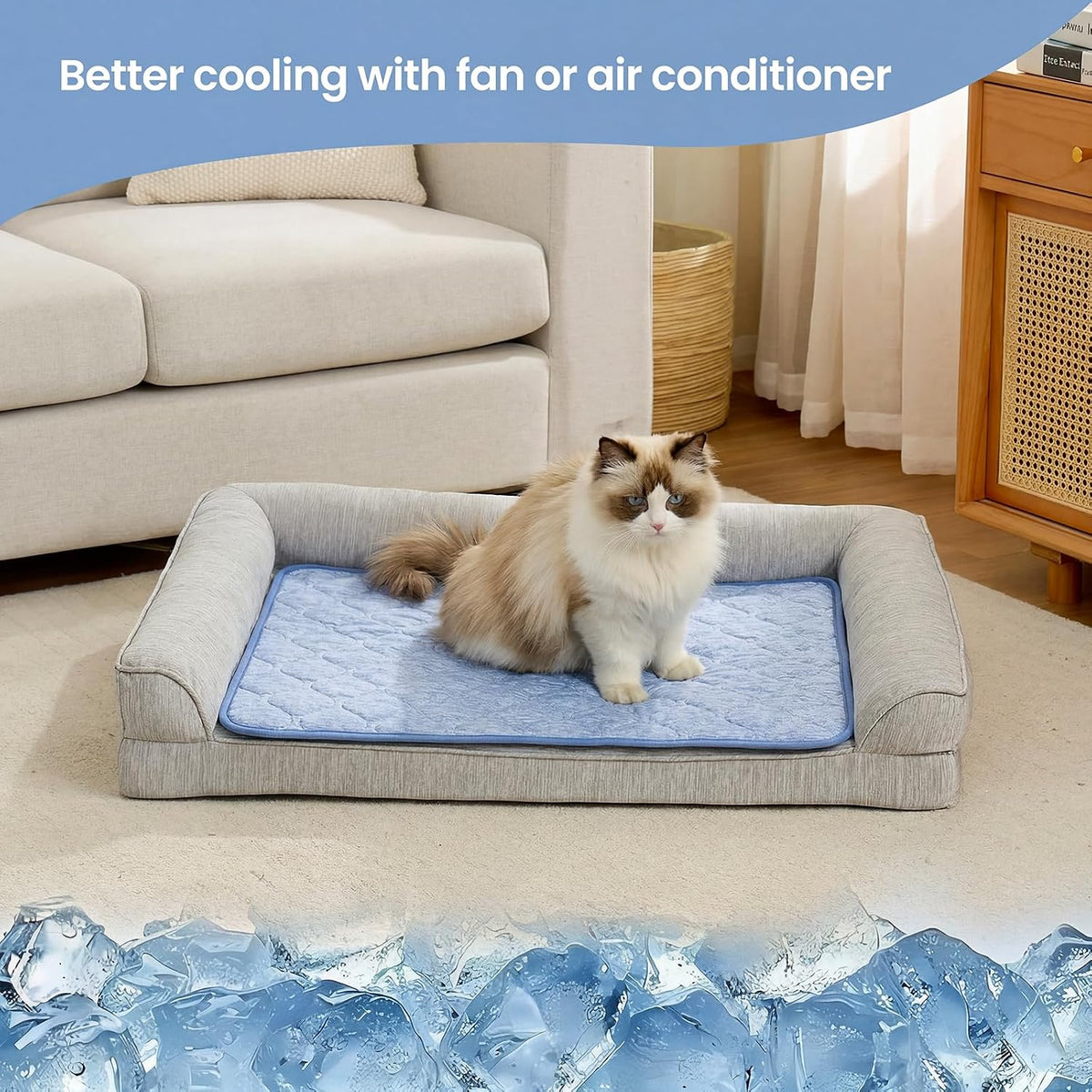 Cozy Bliss Leakproof Cooling Blanket for Large Dogs, Q-Max 0.5 - Heather Haze Blue / 25*35 - image 2
