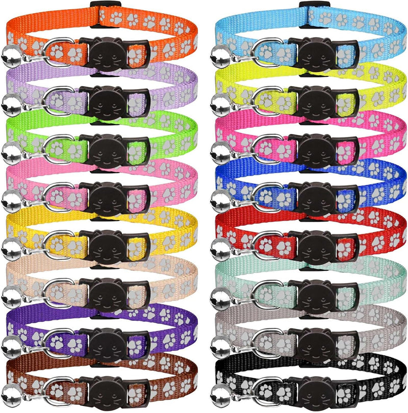 16 PCS Breakaway Cat Collars with Bells Reflective Cat Collar Safety - Kittens(6" - 9")