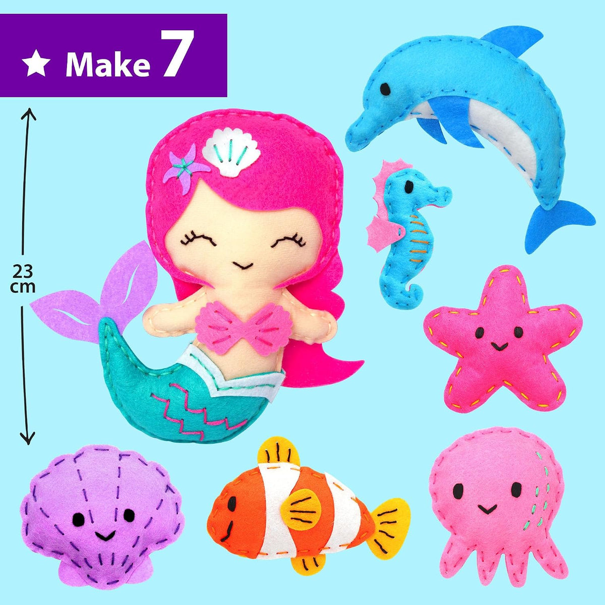 KRAFUN Mermaid Sea Animals Sewing Kit for Kids Age 6+ - Mermaid & Friends - image 3