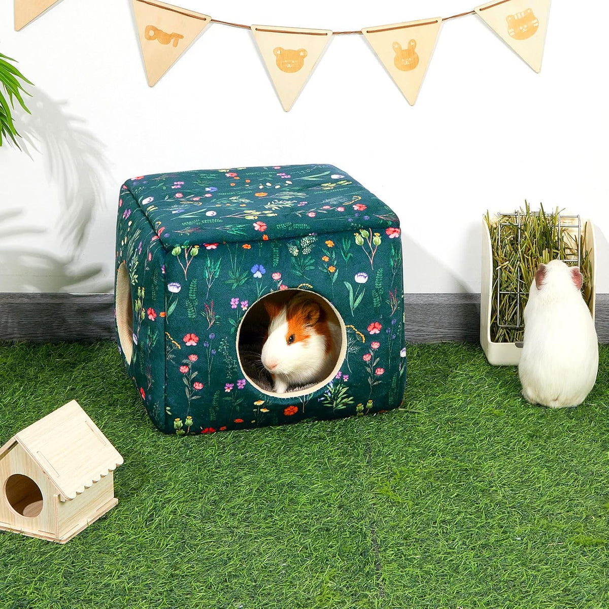 Bienbee Guinea Pig Hideout - Green Flowers - image 2