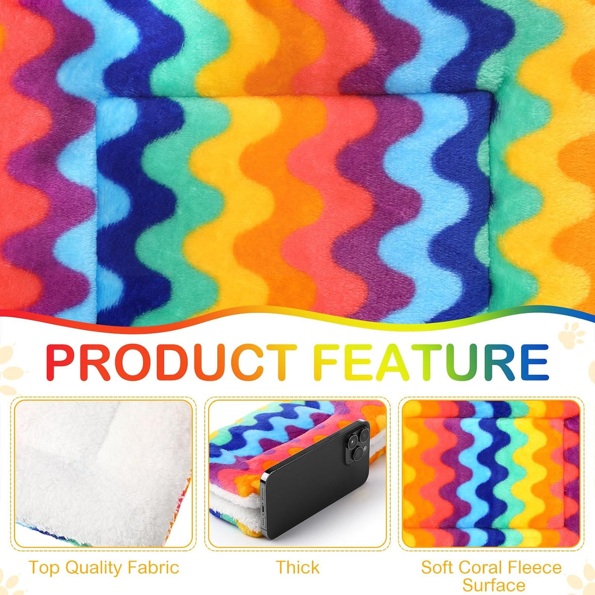 Haull 4 Pcs Waterproof Guinea Pig Bedding Mat, 13 x 10 - Rainbow / 13 x 10 Inch - image 3