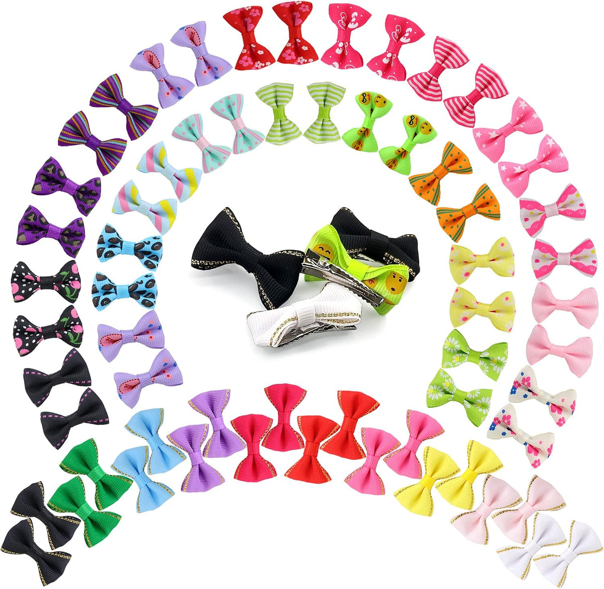 YAKA 60PCS Cute Puppy Dog Small Bowknot Hair Bows with Metal Clips - 60Pcs Dog Bows with Clips - image 2
