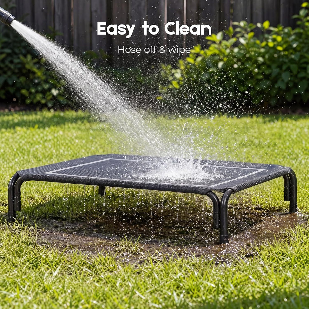 Elevated Dog Bed Raised Outdoor Dog Cot for Large Dogs - L-43.3"L×31.9"W×7.9"Th / Black - image 3