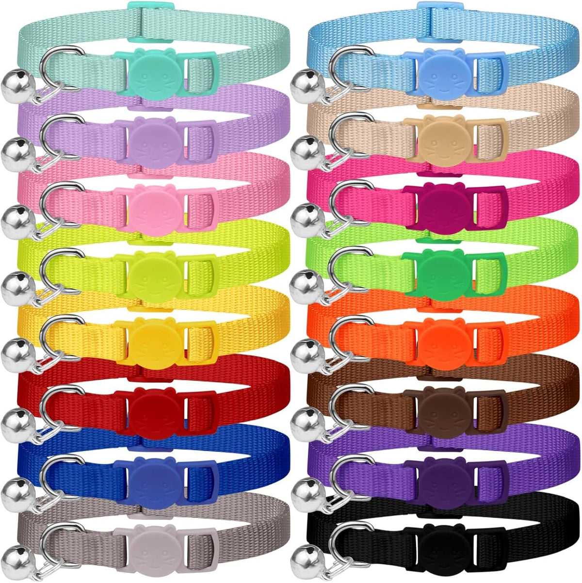 16 PCS Breakaway Cat Collars - 7.5"-12.6" / SOLID