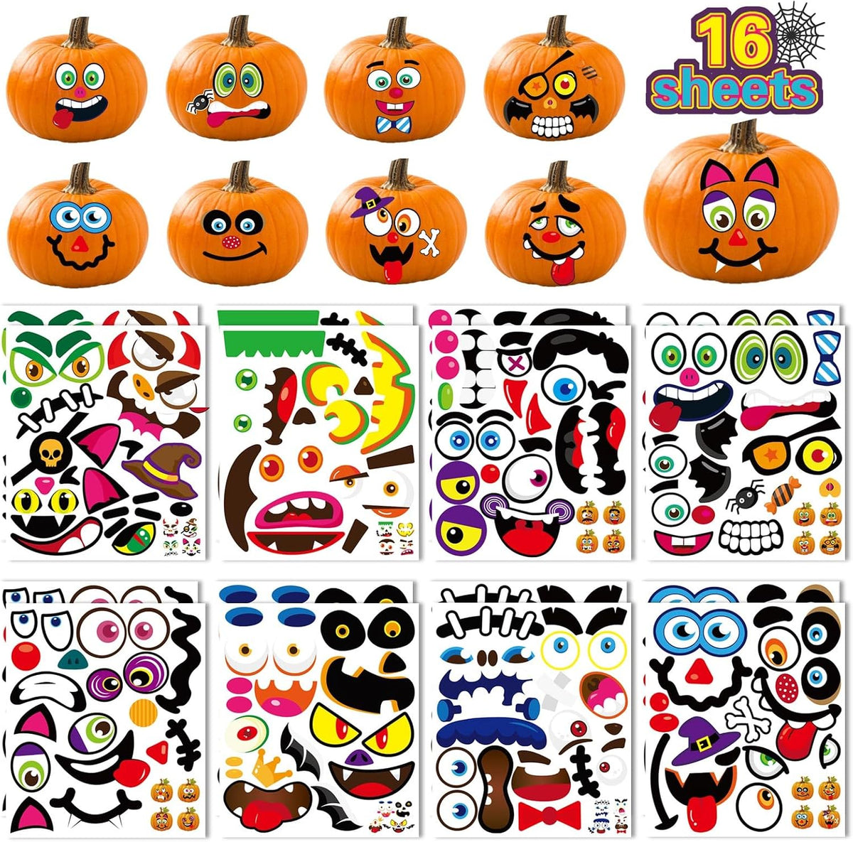 60 Pack Large Pumpkin Stickers - style 3