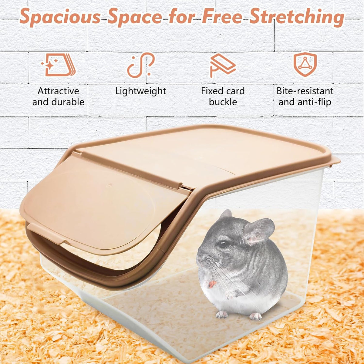 PINVNBY Chinchilla Dust Bath Hamster Litter Box Gerbil Dust Bath - brown - image 2