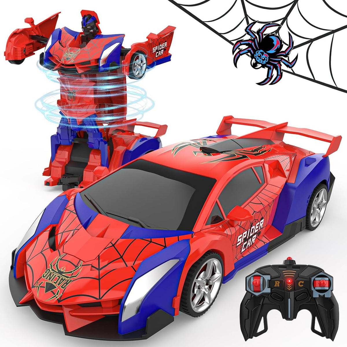 BLUEJAY Transform RC Cars for Boys 3-12 - Red
