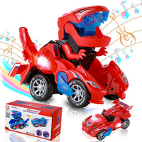 Transforming Dinosaur Car Toy for Kids 3-5 - Red-2