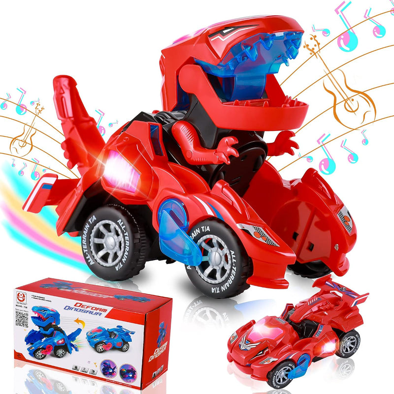 Transforming Dinosaur Car Toy for Kids 3-5 - Red-2