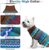 Dog Sweater - Winter Coat Apparel Clothes with Colorful Stripes for Cold Weather – Essentials for Dogs - Small / Brown - image 3