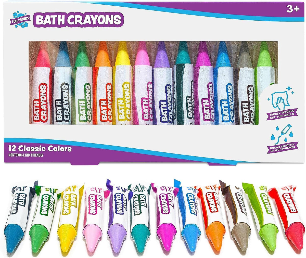 Tub Works Smooth Bath Crayons Bath Toy, Nontoxic - 12 Pack
