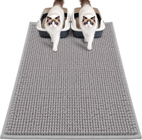 Pieviev Soft Chenille Cat Litter Box Mat, Ultra Absorbent - Grey / XL-36''X30''