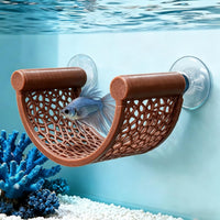 Betta Fish Hammock, White Floating Resting Leaf with Suction Cup - Brown