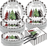 CHUNNIN 200 PCS Gone Fishing Party Plates Napkins Fishing Tableware - Christmas