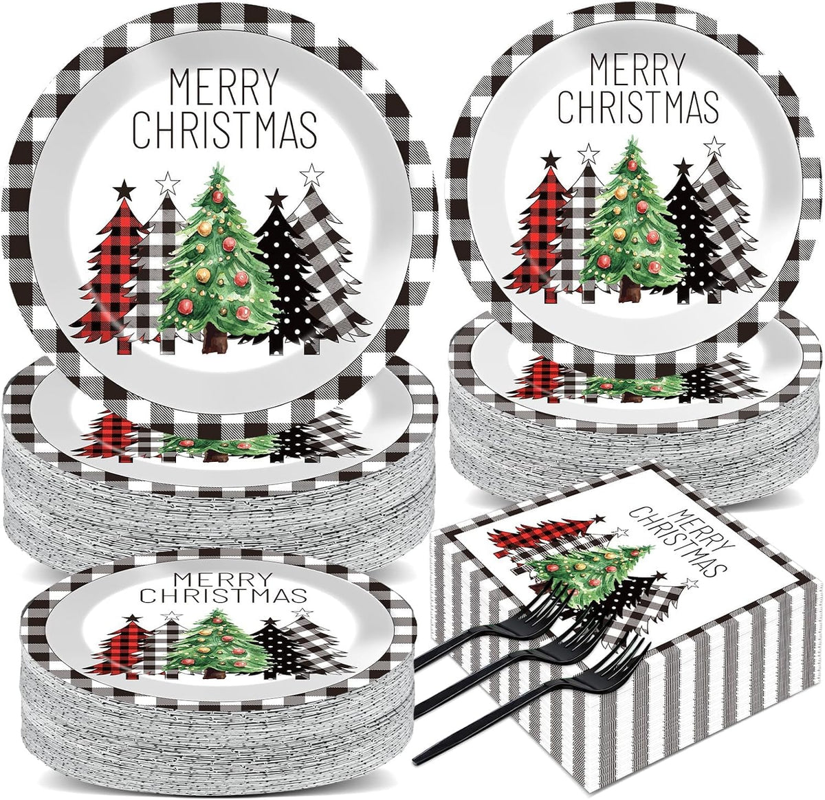CHUNNIN 200 PCS Gone Fishing Party Plates Napkins Fishing Tableware - Christmas