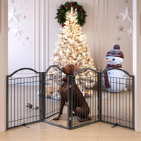 BHG Metal No-Assembly Freestanding Dog Gate with Door Walk Through - Black / 4 panels - image 4