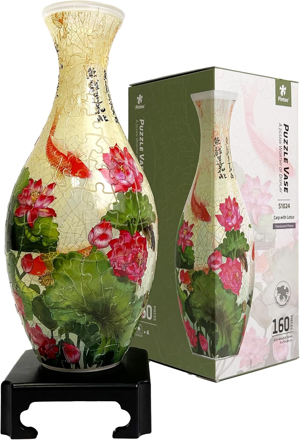 Pintoo Unique 3D Puzzle Vase for Adults - Carp With Lotus / 160