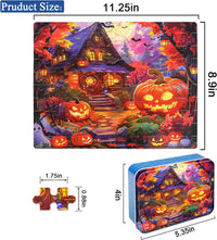LELEMON Halloween jigsaw puzzle for kids with pumpkins and bats in tin box - view 38