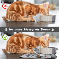 Cat Food Mats for Floor, Dog Pet Water Bowl Feeding Placemats for Food and Water Grey 17.7 * 9.8 - Grey / 23.6"L x 13.7"W - image 4