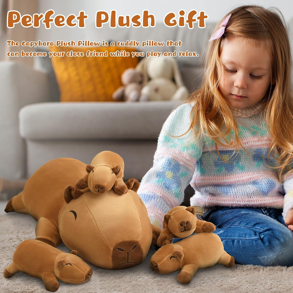 TOYSYM Seal Plush with 4 Babies - Capybara - image 3
