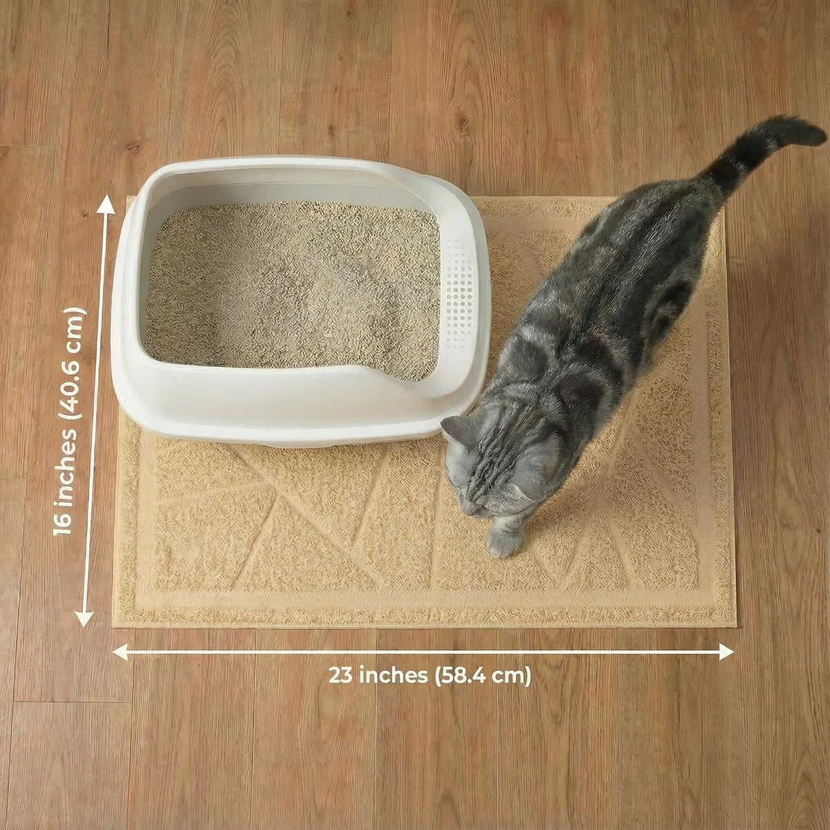 Cat Litter Box Mat, Kitty Premium PVC Pad, Durable Trapping Rug - #05 Beige / Mosaic/23 x 16 Inch - image 2