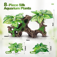 CousDUoBe 12 Pcs Betta Fish Tank Decor，Silk Aquarium Plants Green - 8 Pcs Silk Aquarium Plants（Style C） - image 3