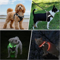PceoTllar Light Up Dog Harness, LED No Pull Reflective Dog Harness, Flashing Lighted for Night Walking - Small/Medium, (Black Green,xs)
