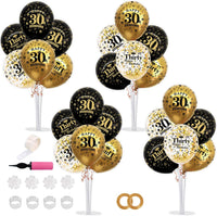 TONIFUL 4 Set Black Gold Balloon Stand Balloon Centerpieces for Table – Fun for Kids & Family - Black Gold-30th / Birthday Balloon Stand