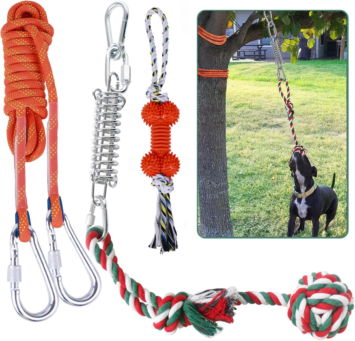 HOPET Dog Outdoor Bungee Hanging Toy - Orange