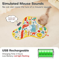 Potaroma Interactive Cat Feather Toys, Hide and Seek Concealed Moving Feather Wand, Rechargeable Touch Activated Indoor Kitten Exercise Kicker, Mouse Squeaky, Graffiti Cover