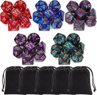 QMay 7 Sets Polyhedral Dice - 5 Colors (35pcs)