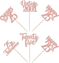 Rose gold glitter vintage 1946 cupcake toppers for an 80th birthday - view 24
