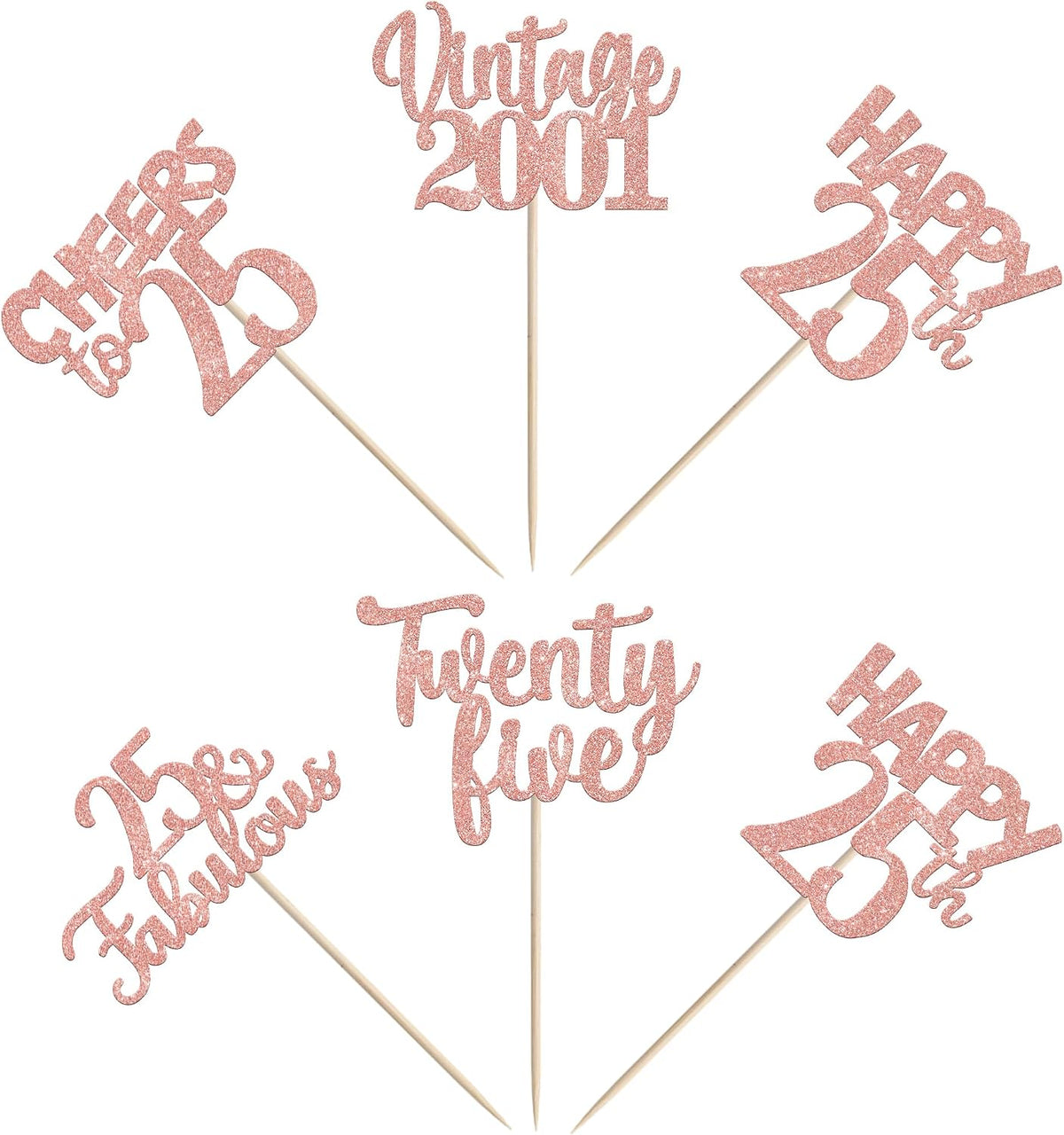 Rose gold glitter vintage 1946 cupcake toppers for an 80th birthday - view 24