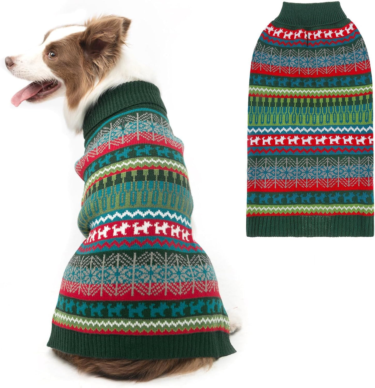 Dog Sweater - Winter Coat Apparel Clothes with Colorful Stripes for Cold Weather – Essentials for Dogs - Medium/Large / Green