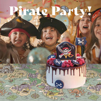 FUN RACCOON pirate party tablecloth with vintage treasure map and pirate ships print - view 19