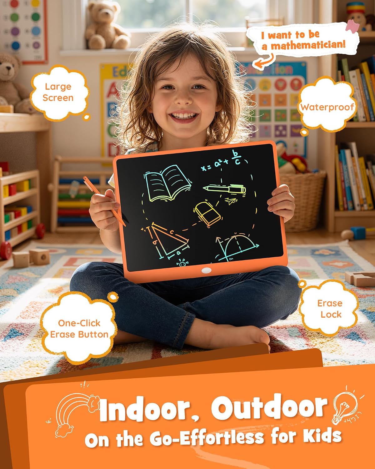 LCD Writing Tablet 10 Inch - Orange / 16inch - image 4