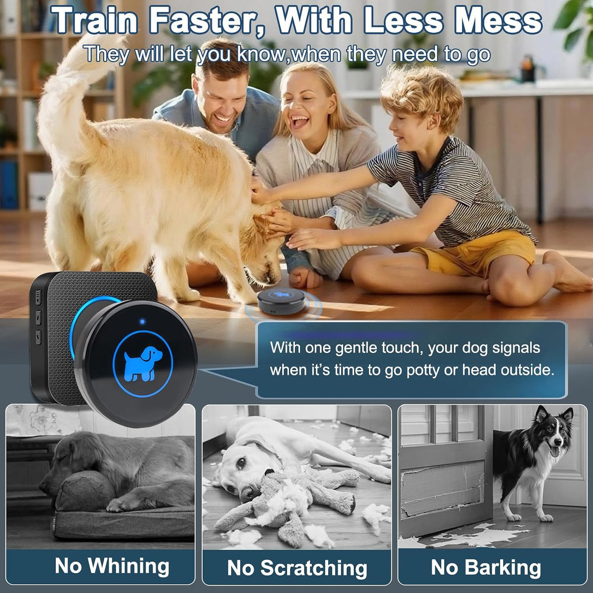 Dog Door Bell for Potty Training - Black – 1 Button - image 2