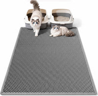 Pieviev Cat Litter Mat, Double-Layer Waterproof Litter Trap - Gray / 36x30 Inch