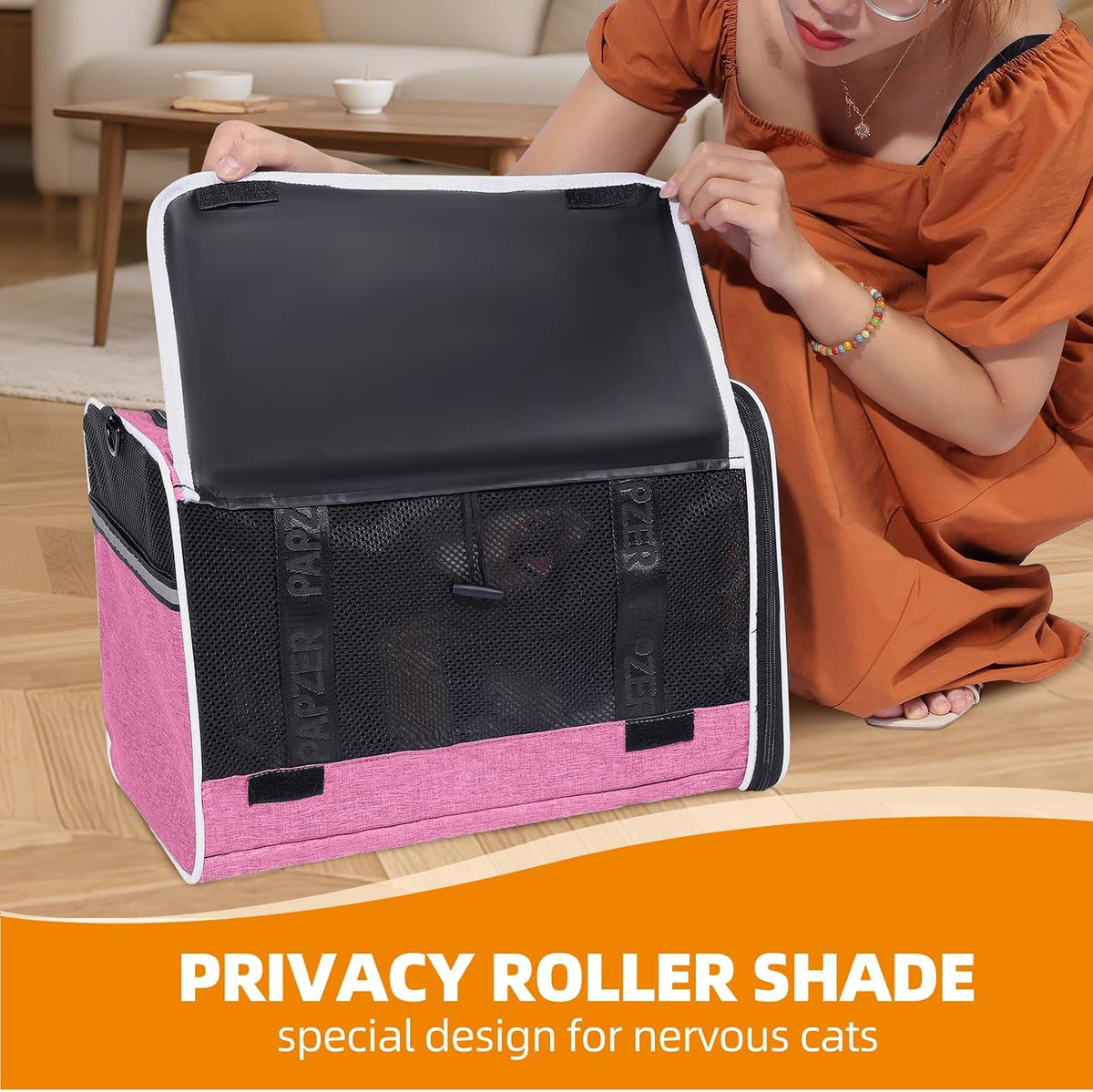 Cat Carrier for Travel, Soft-Sided, Top Loading, Privacy Curtain - Pink / 18.0"L x 11.0"W x 11.0"H - image 3