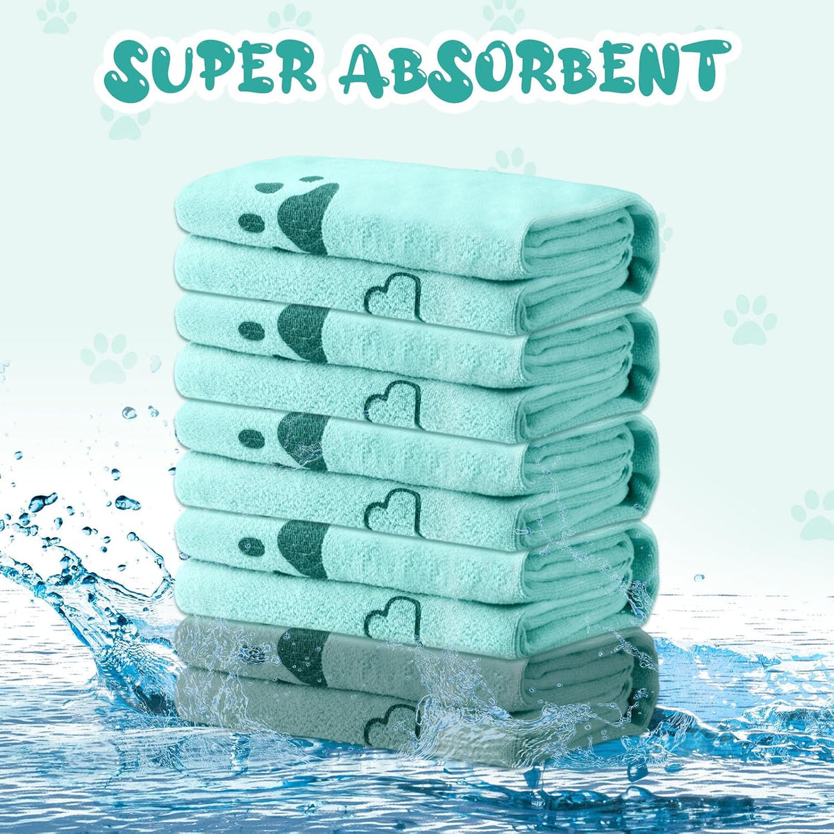 Tatuo 22 Pcs Dog Towels for Drying 20 x 40 Inch Pet Bath Towels - Teal / Bone Pattern - image 4