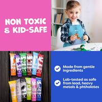 Momo & Nashi washable finger paint for toddlers with 12 color tubes and apron - view 3