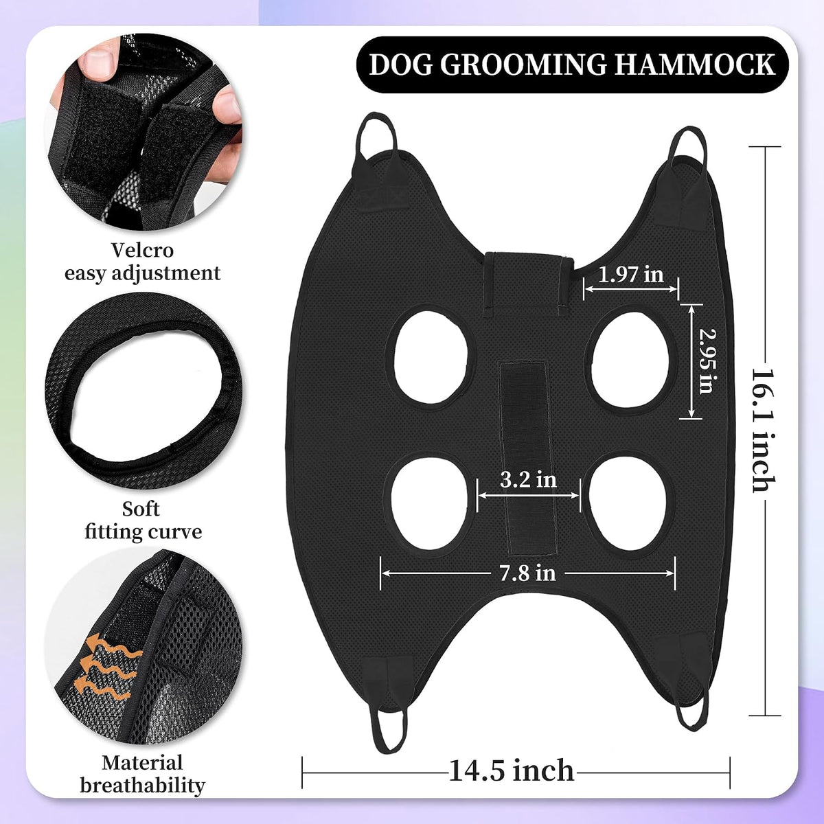 PatiencET Dog Grooming Hammock Kit – Essentials for Dogs - Black / XS (12 LB Max) - image 2