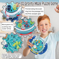 JRD&BS WINL blue 3D maze ball puzzle with clear acrylic shell and gear rings - view 3