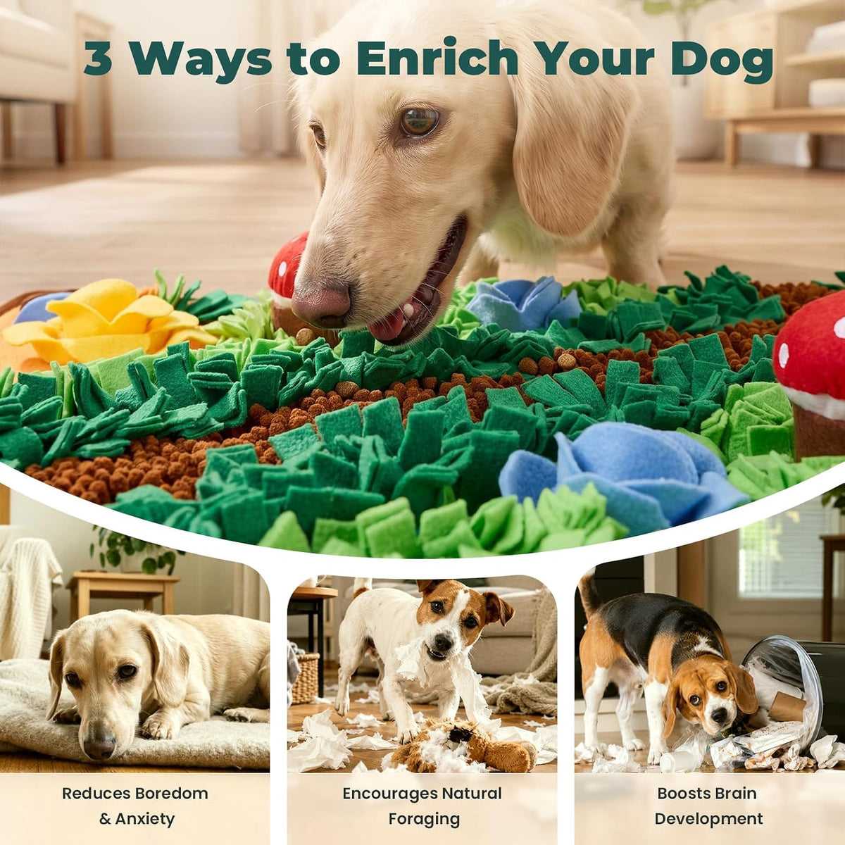 Avont Snuffle Mat for Dogs, Extra-Large 29.9"x21.3" Slow Feeder – Essentials for Dogs - image 3