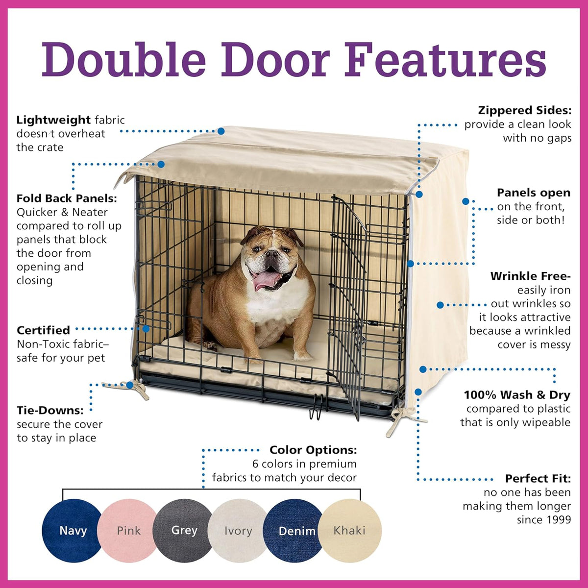 Pet Dreams Dog Crate Cover, 30" - Denim Blue / 24.0"L x 18.0"W x 19.0"H - image 4