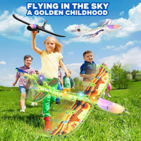 3 Pack Foam Airplane Launcher Toy 12.6" with 3 DIY Stickers - Black&white&green - image 2