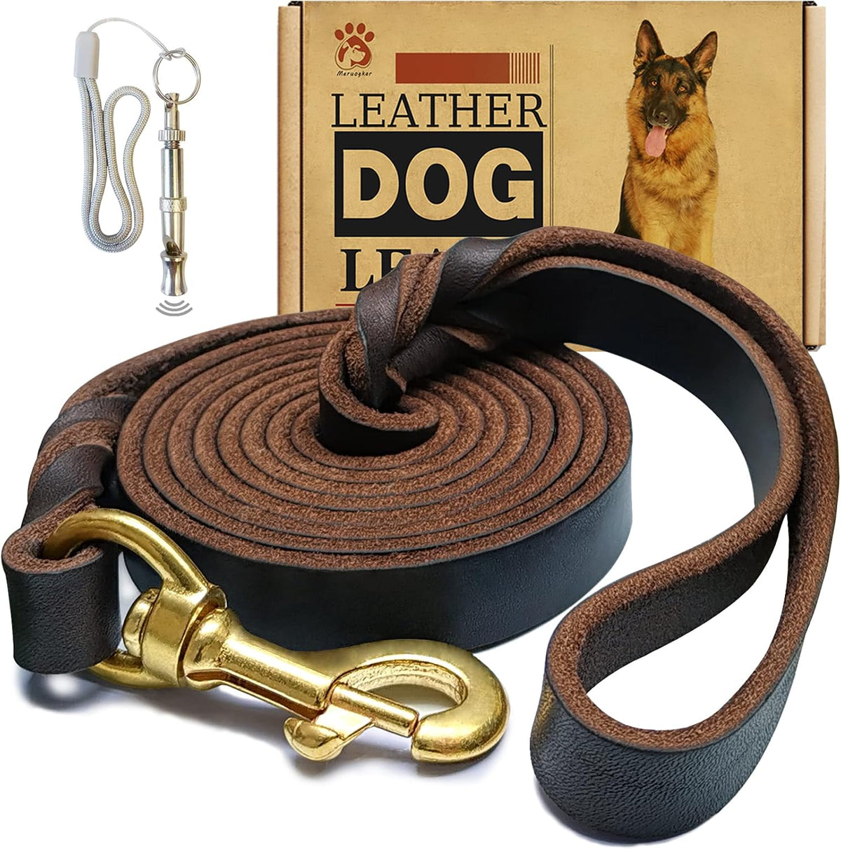 Leather Dog Leash 6ft x 3/4 inch - 5FT*3/4in / Brown