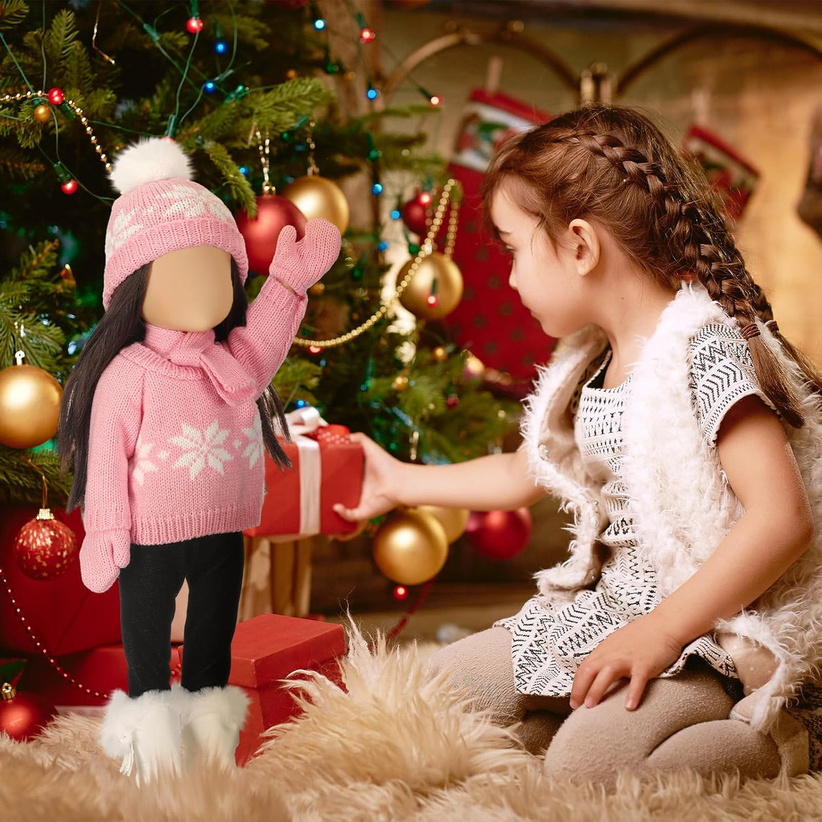 Bencailor Christmas doll clothes for 18 inch dolls in red and white cowgirl style with hat and boots - view 24